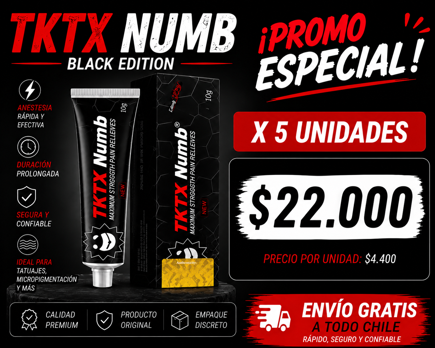 Anestesia de Tatuaje o micropigmentacion TKTX PACK 5